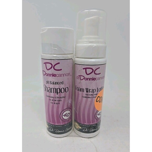 DC Dr Donnie Cannon Foam Wrap Lotion & Shampoo Hair Curls Aloe 8 oz BUNDLE